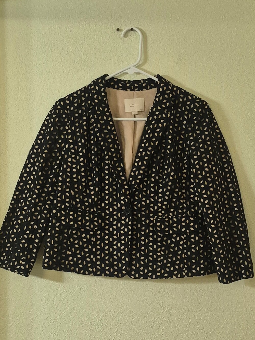 LOFT Black & Cream Patterned Women's Blazer Jacket